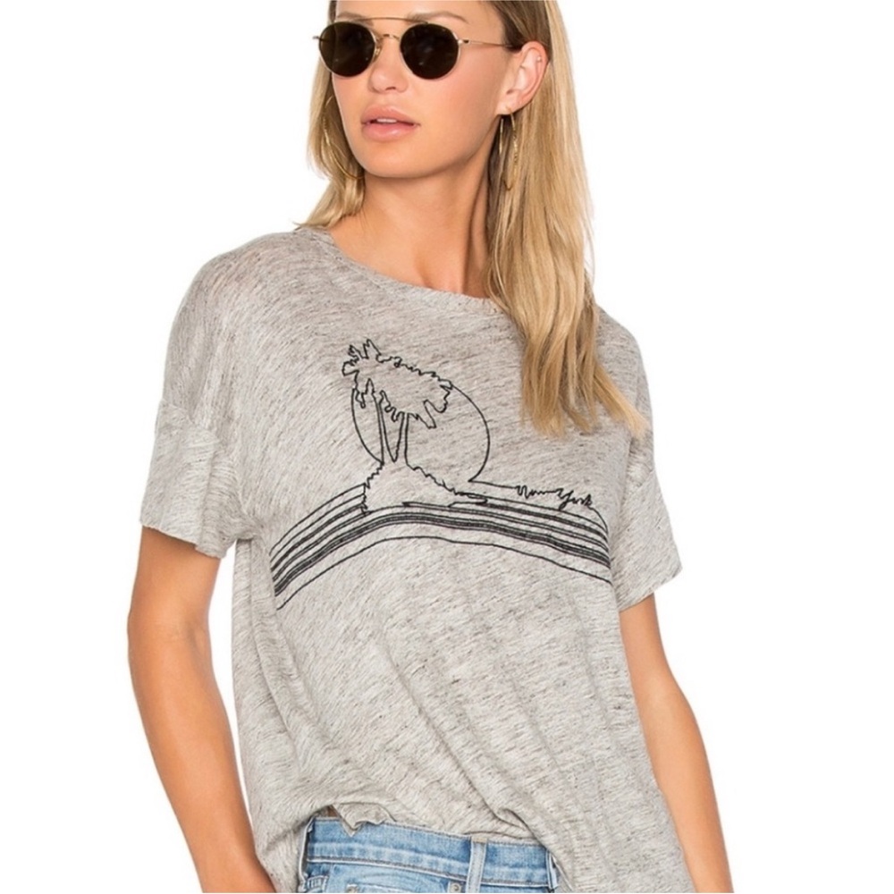 Rag & Bone Palm Tree Embroidered Linen Tee